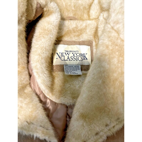 Vintage Women's Suede Leather Coat Jacket L Western Fur New York Classics Brown - Picture 13 of 16